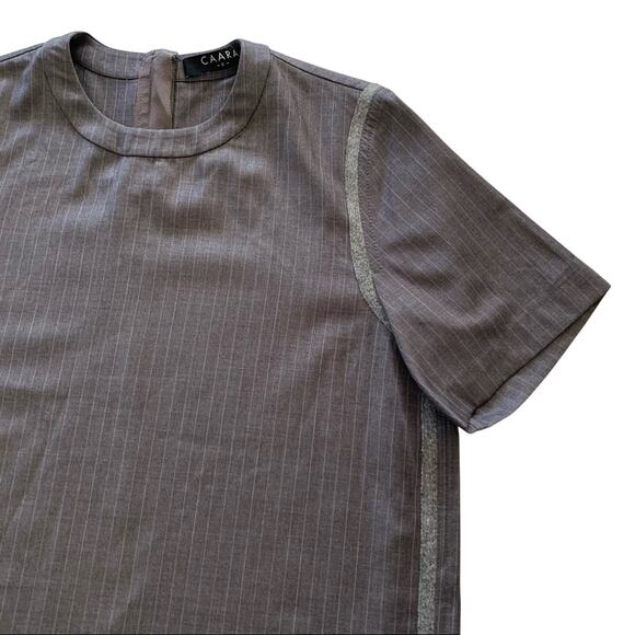 Caara Women's Alfie Dark Academia Silver Gray Pinstripe Blouse Top Size Small - Picture 4 of 12